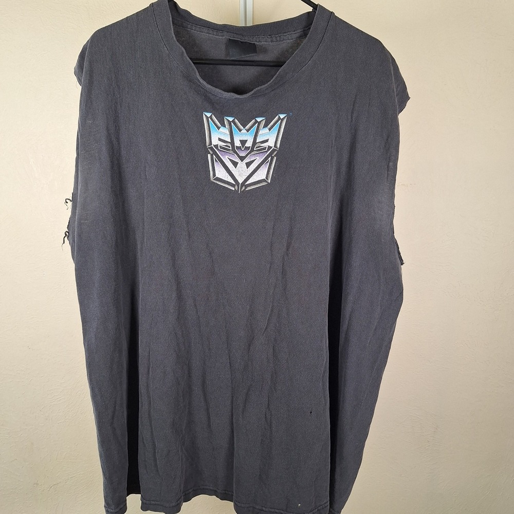 Vintage Transformers Decepticon Y2K Cutoff Shirt Thrashed Faded